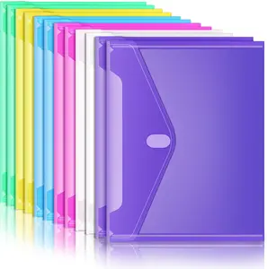 Sooez 12 Pack Plastic Envelopes File Folders, Plastic Folders with Pockets, Colored Folder for Documents Organizer Letter/A4 Size, Clear Filing Folders for Office School Paper Storage