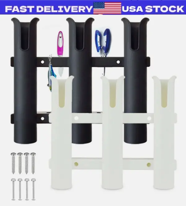 3 Tube Plastic Boat Fishing Rod Holders Removable Boat Marine Tube Rod Holder