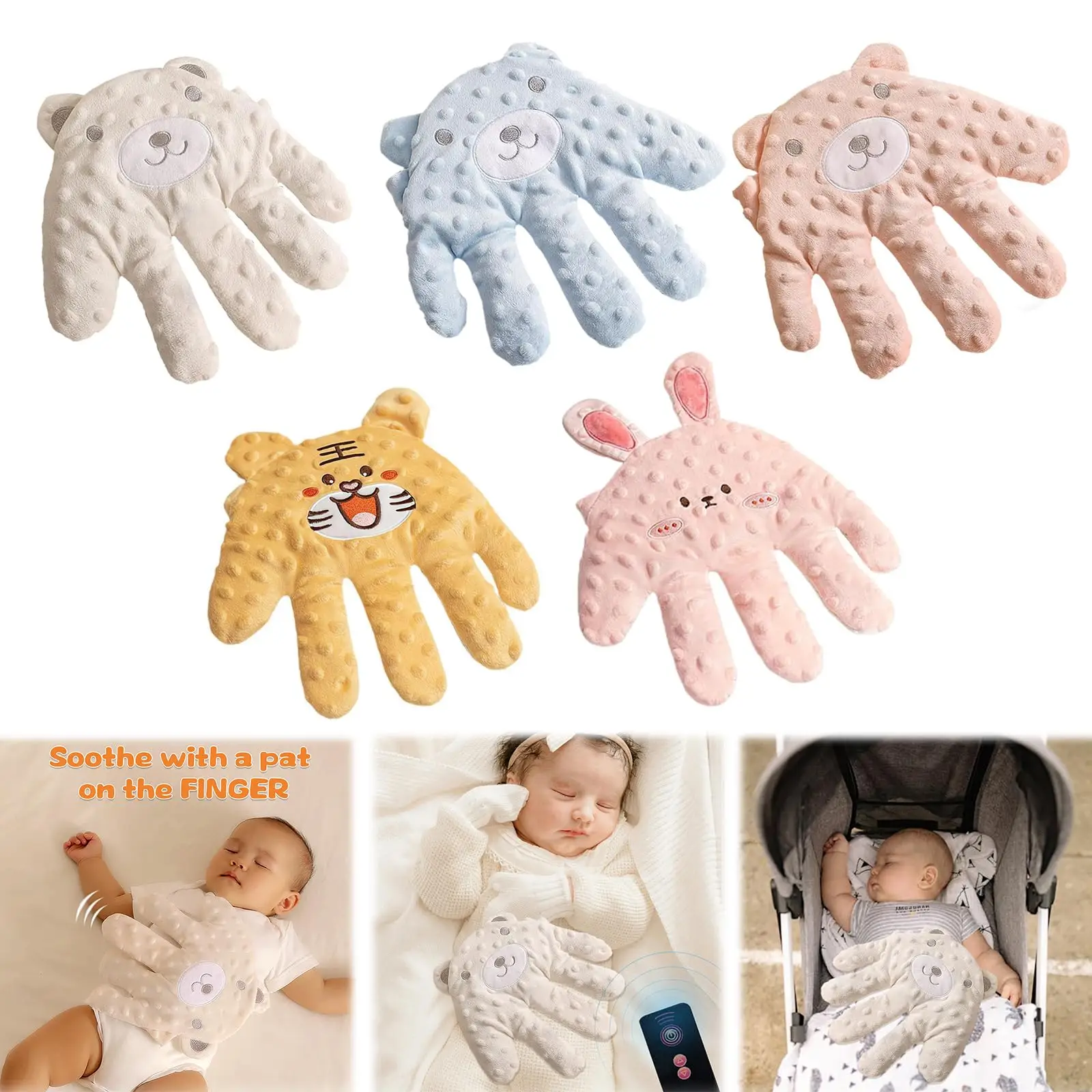 Electric Baby Soothing Palm Baby Patter for Sleep with Remote Control Automatic Palm for Soothing Baby Patting Hand for Baby Sleep Anti-Startle Pillow