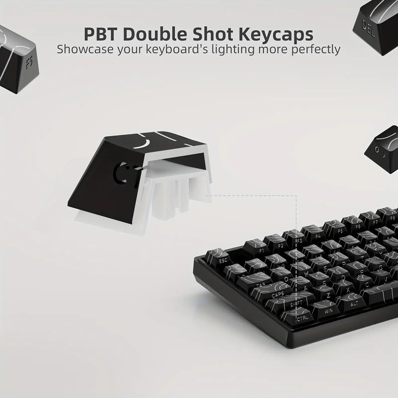 Minimalist Theme Side Engraved Translucent Keycap, Full Five Sided Heat Sublimation Keycap, Keyboard Accessories for Gaming