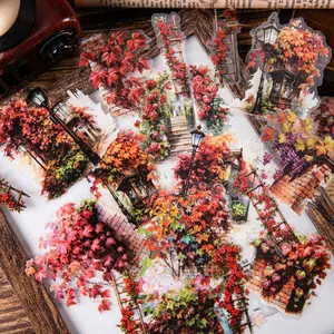 Vintage Garden Pattern Sticker, 1 Pack/6 Packs Reusable Self Adhesive Decorative Sticker, Scrapbook Materials, Diy Decals for Scrapbooking, Journaling, Gift Wrapping