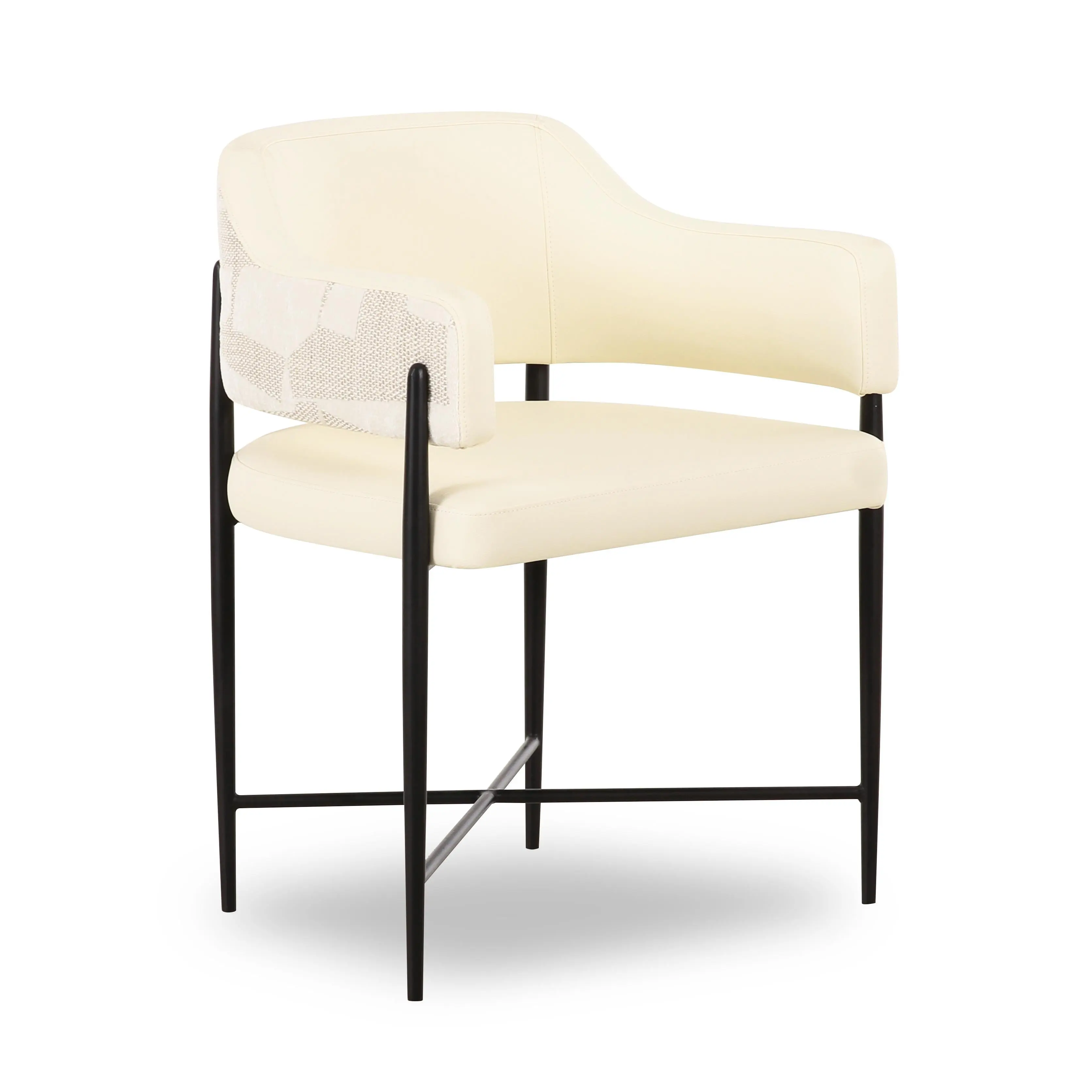 Sezanne Cream 2-Tone Performance Vegan Leather and Jacquard Dining Chair Sezanne Cream 2-Tone Performance Vegan Leather and Jacquard Dining Chair