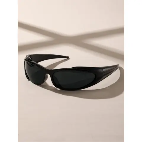 Unisex Rectangle Sunglasses - Chic Small Solid Rubber Plastic Frame, UV Protection Lens, Lightweight Casual Outdoor Sports Ready Eyewear, Black Frame Shades, Men's Fashion Accessories, Contemporary Trendy Fashion Gift