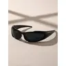 Unisex Rectangle Sunglasses - Chic Small Solid Rubber Plastic Frame, UV Protection Lens, Lightweight Casual Outdoor Sports Ready Eyewear, Black Frame Shades, Men's Fashion Accessories, Contemporary Trendy Fashion Gift