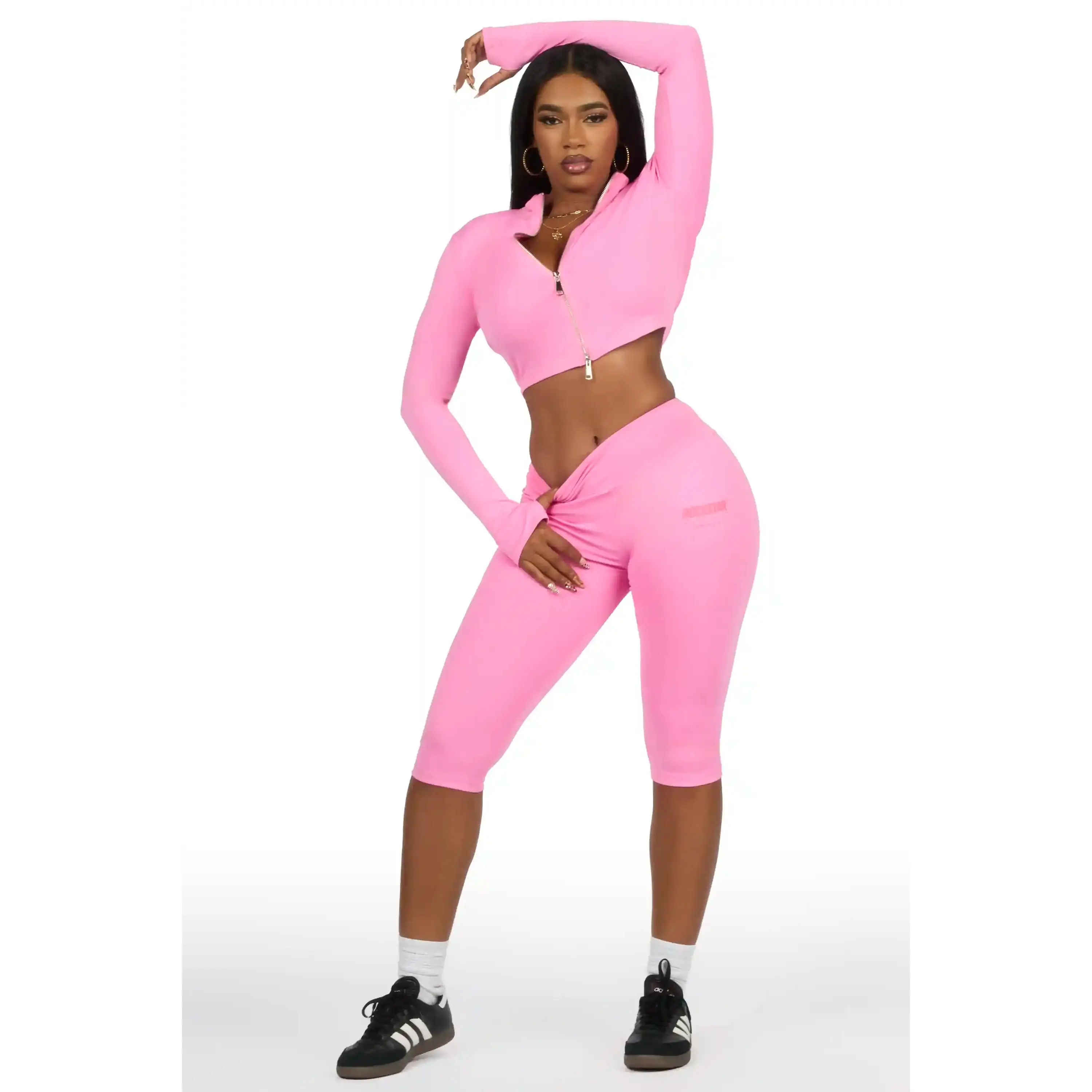 Annalisha Pink Capri Active Set