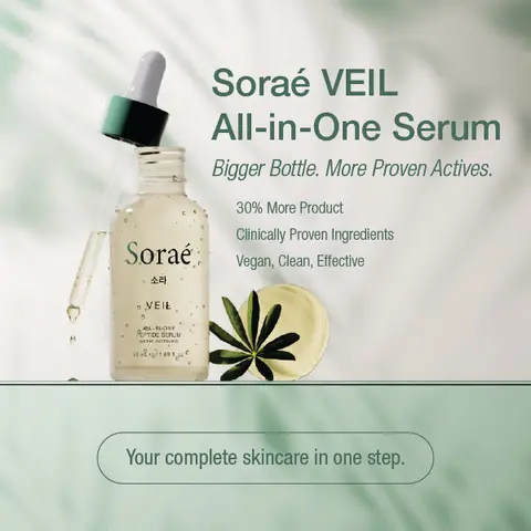 Soraé Veil All-in-One Peptide Serum with Actives 50 mL Korean Skincare, Hydrating, Brightening, Calming, Anti-aging, Niacinamide, Hyaluronic Acid Gentle Daily Serum.