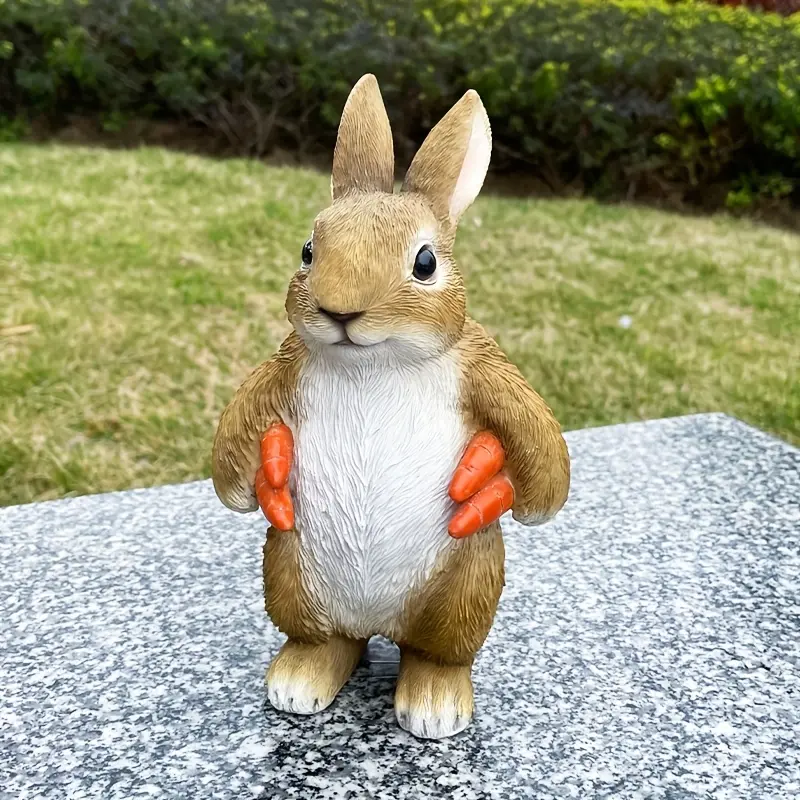 [Cute Rabbit Statue] Cute Rabbit 1pc Statue Ornaments | Animal Model Resin Crafts, Creative Garden Decorations, Outdoor Cartoon Animal Sculptures