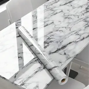 Marble Pattern Self Adhesive Wallpaper, Waterproof & Oil-proof Kitchen Countertop Sticker, Decorative Wallpaper for Home Kitchen Living Room
