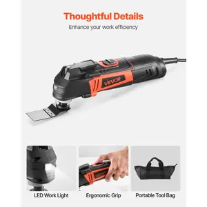 VEVOR Multitool Oscillating Tool, 4Amps Electric Oscillating Multi Tool Corded with 6 Variable Speeds 7000 - 19000 OPM, 3.2 Oscillating Angle, 13PCS Saw Accessories, LED Work Light Tool Bag