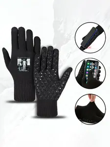 Marilyn Manson Printed Black Knit Winter Gloves for Cold Weather Outdoor Activities and Daily Use Suitable for Adults Unisex Stylish Warm Touchscreen Compatible Gloves Ideal Christmas Valentines Day Birthday Gift for Music Fans and Trendsetters