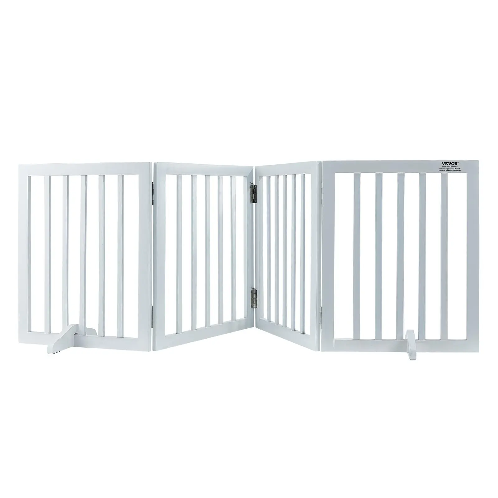 【BackToSchool】VEVOR Freestanding Pet Barrier, 24" Height x 80.3" Width, 4-Panel Folding Dog Gate for Various Openings, Expandable and Quiet Foot-Supported Indoor Dog Fence, White