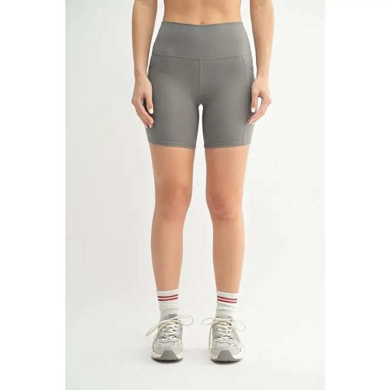MONO B Venice Cloud Light Sculpt Biker Shorts - Women's Athleisure Wear, Athletic Style, Body Shaping Compression, Breezy Fabric, Built-In Pocket, Comfortable Breathable for Active Workouts, Athletic Style Women's Sports Shorts, Body Shaping Compression W