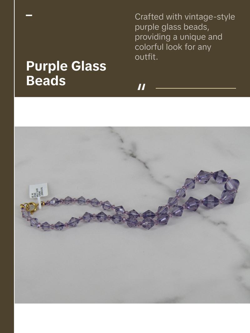 Purple Glass Bead Vintage Necklace