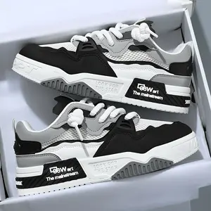 Shoes for Gentlemen [Comfy Non Slip Skateboard Shoes] Men's Trendy Street Style Platform Skateboard Shoes, Comfy Non Slip Lace Up Casual Sneakers For Men's Outdoor Activities