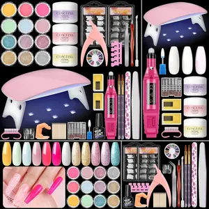 Acrylic Nail Kit for Beginners | Nude Acrylic Powder, UV Gel Polish & Glitter Decorations |,Nail Kit Set Professional Acrylic With Everything, Glitter Acrylic Powder Kit Nail Art Tips Nail Art, Comprehensive Acrylic Nail Kit for Beginners (30 Piece)