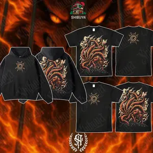 [Shibuya] Kurama Nine Tailed Fox Naruto Shippuden Anime Vintage Wash Tees Unisex Acid T-shirt or Hoodie Heavyweight Cotton OEKO-TEX Certified Low-Impact Dyes Classic Fit Streetwear