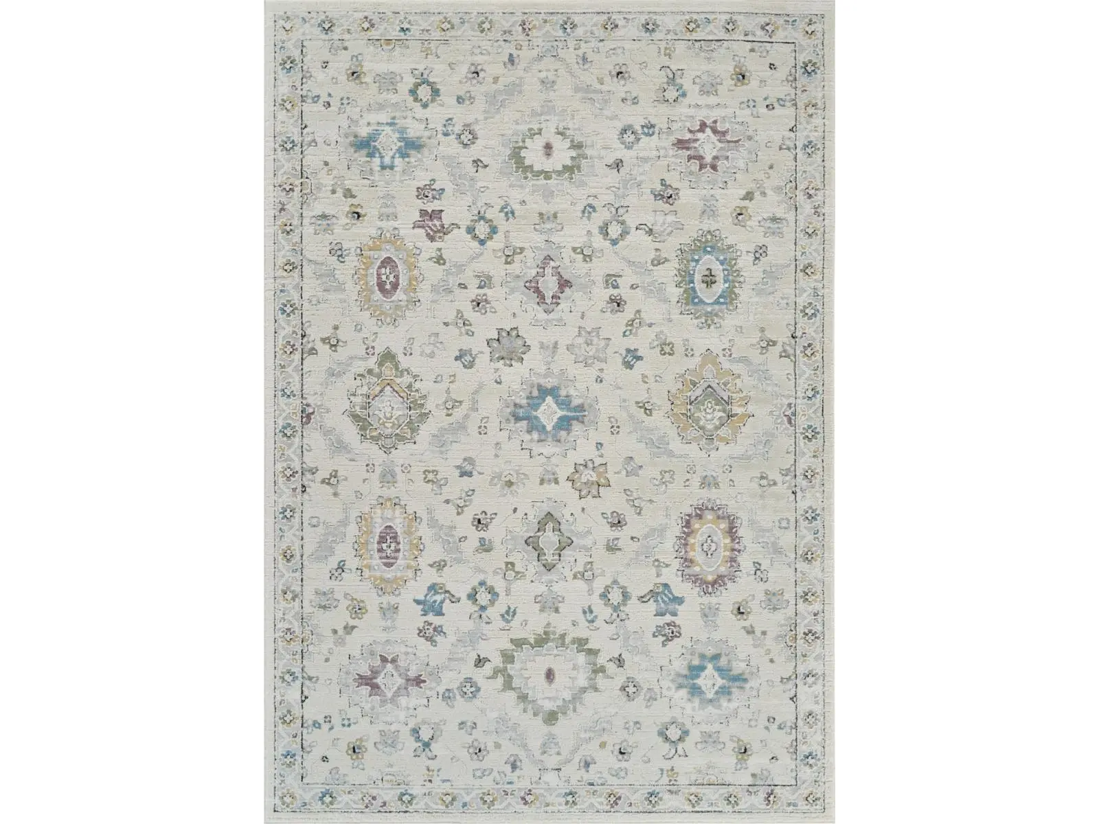 212 MAIN 5x8 ft. Rectangle Machine-Woven Abstract Cream & Beige Indoor Area Rug, Distressed Vibe, Stain-Proof, Modern Design, Indoor Use