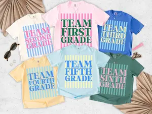 [ Comfort Colors Collection ] Comfort Colors Teacher Team Shirt, Back to School Graphic Tee, Grade Level Classroom Outfit, Elementary Teacher Squad Top, Teacher Gift, First Second Third Fourth Fifth Grade