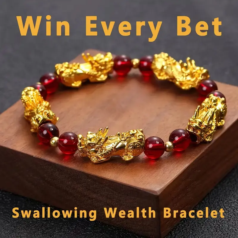 1PC, Pixiu, Good Luck, Beaded Wealth Bracelet, Men's Jewelry, Men's and Women's, Lucky, Pixiu, Natural Stone, Beaded Bracelet, Suitable for various party fashion daily wear accessories