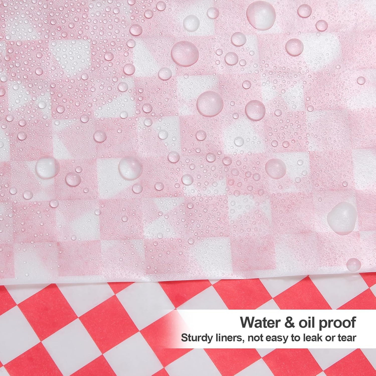 JIRNGLA 100PCS Deli Paper Sheets 12x12" Grease-Resistant Wax Food Basket Liners Checkered Sandwich Wrapping Paper for Parties Restaurants & Outdoor Use