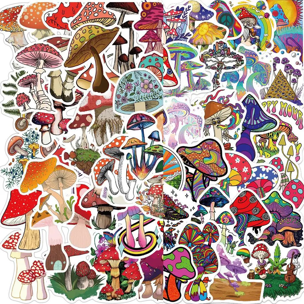 Mushroom Series Graffiti Sticker, 100pcs Waterproof Decoration Sticker, DIY Anime Naughty Stickers for Creative Toy Home Decoration
