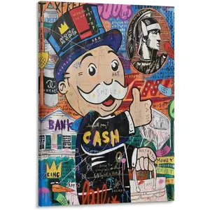 ALEC - Monopollyy Graffiti CASH Funny Cartoon And Money Poster Decorative Painting Canvas Wall Art Living Room Posters Bedroom Painting