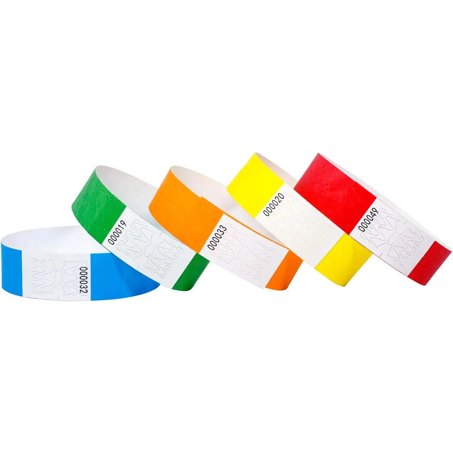 500 Count Water-Resistant Paper Wristbands in Assorted Colors - Tear-Resistant with Secure Adhesive for Concerts, Event Admission & Festival Gifts, Pack, Multicoloured, Party