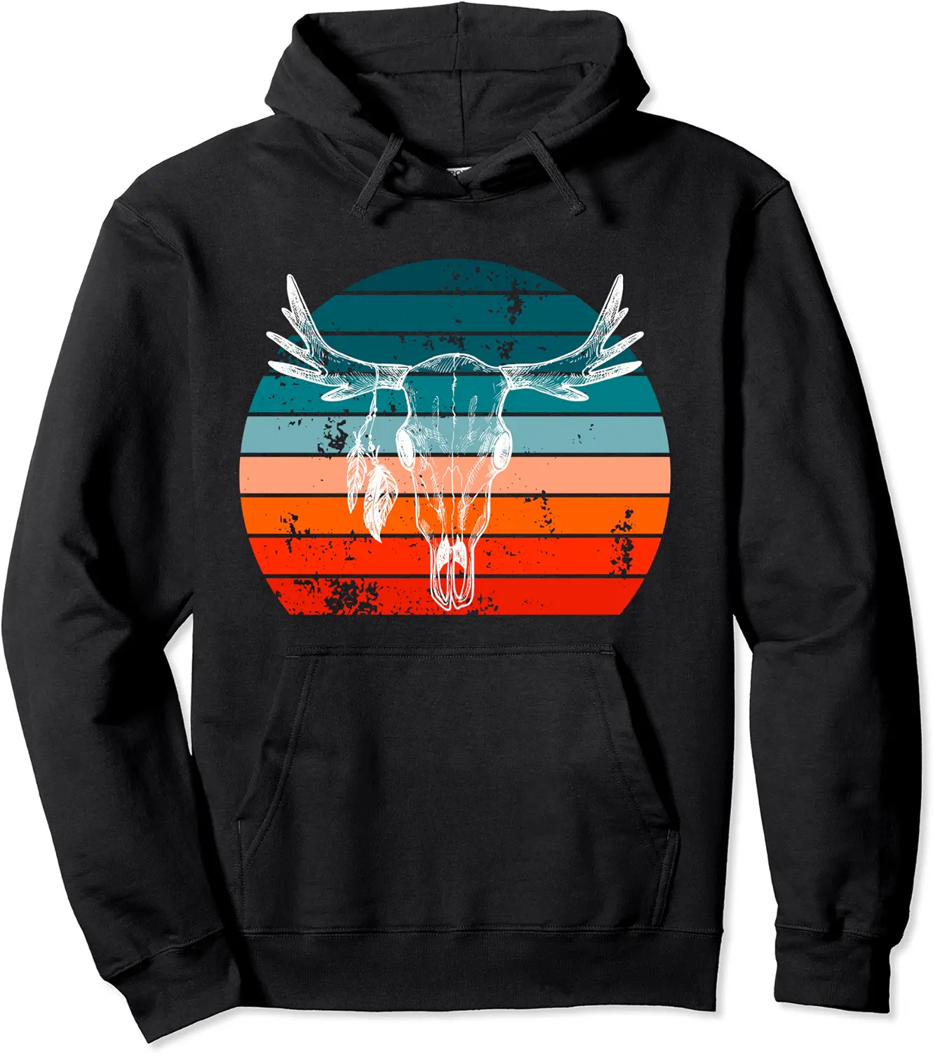 Longhorn Bull Skull Boho Life Cowboy Sunset Aztec Art Pullover Hoodie - Diegoort Shop 70B0BRF83XMS