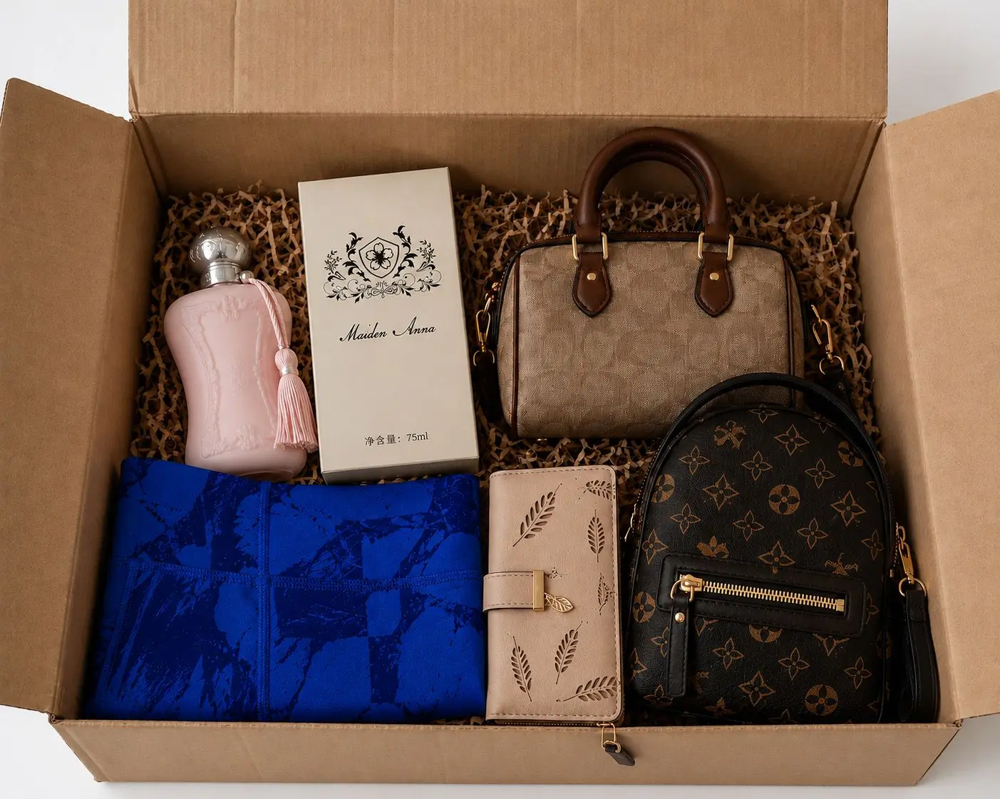 Madame Anne Luxury Gift Set - Includes Perfume, Handbag, Wallet, and Scarf - Perfect for Special Occasions