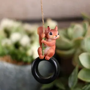 Cute Squirrel Tire Swing Ornament, Unique Resin Statue, Perfect Hanging Decoration, Sweet Home Atmosphere, Spring Festival Garden Party Decor