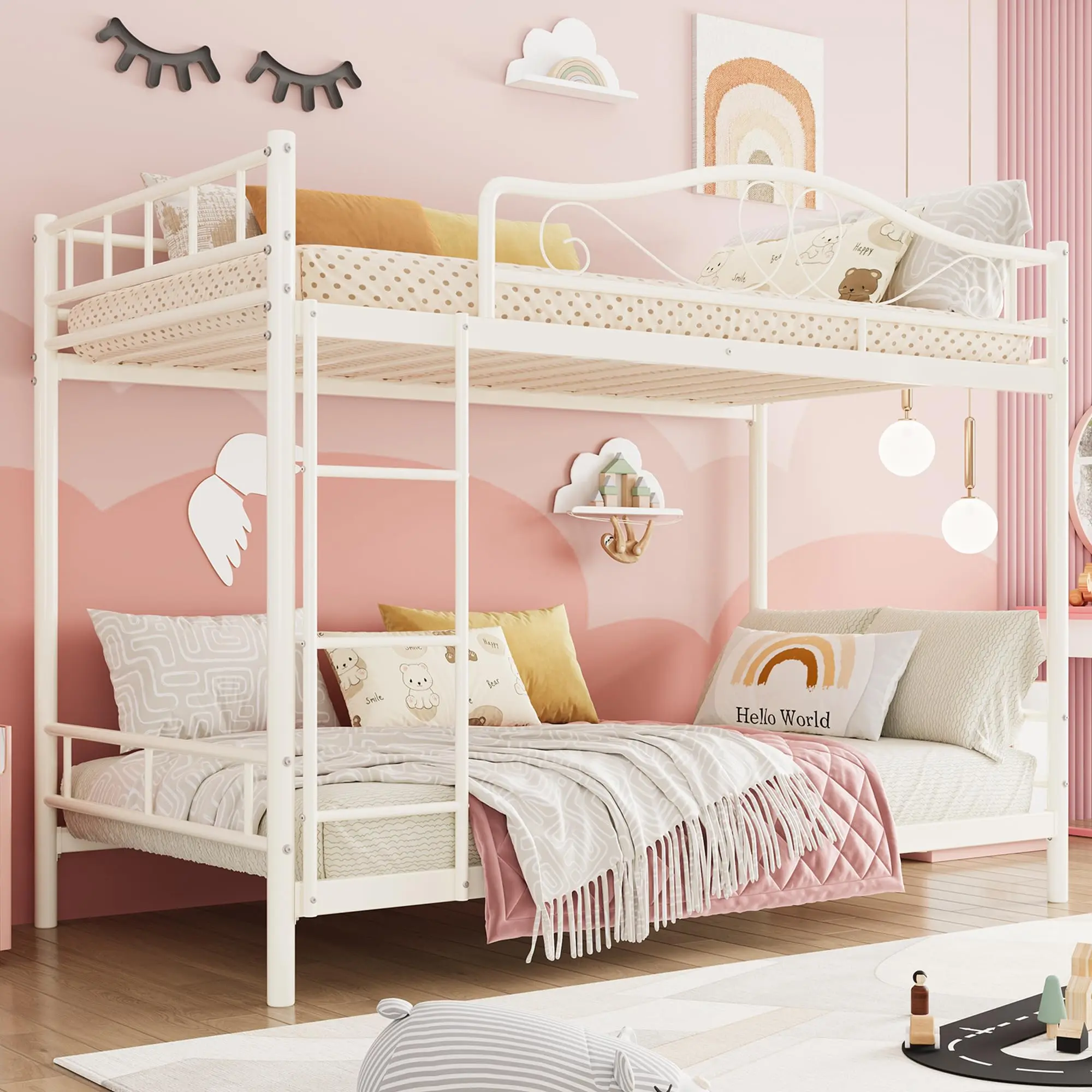 Garvee Metal Bunk Bed with Safety Rail and Ladder, Space-Saving Design, Silent Operation, 400 lbs Weight Capacity, Durable and Secure for Individual Use