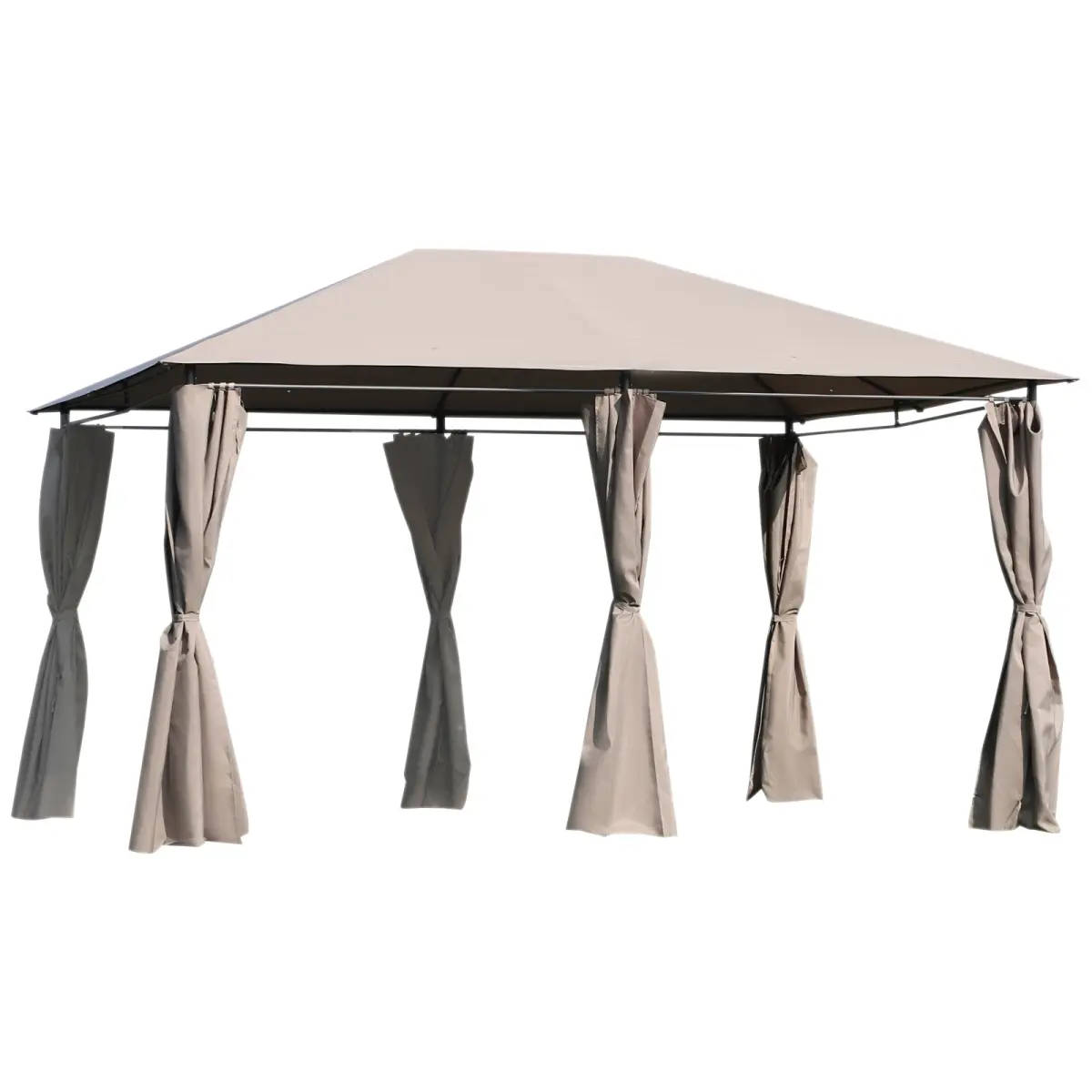 212 Main 84C-116 10 x 13 ft. Outsunny Outdoor Patio Gazebo Canopy Shelter with 6 Removable Sidewalls, & Steel Frame for Garden, Lawn & Backyard & Deck, Khaki