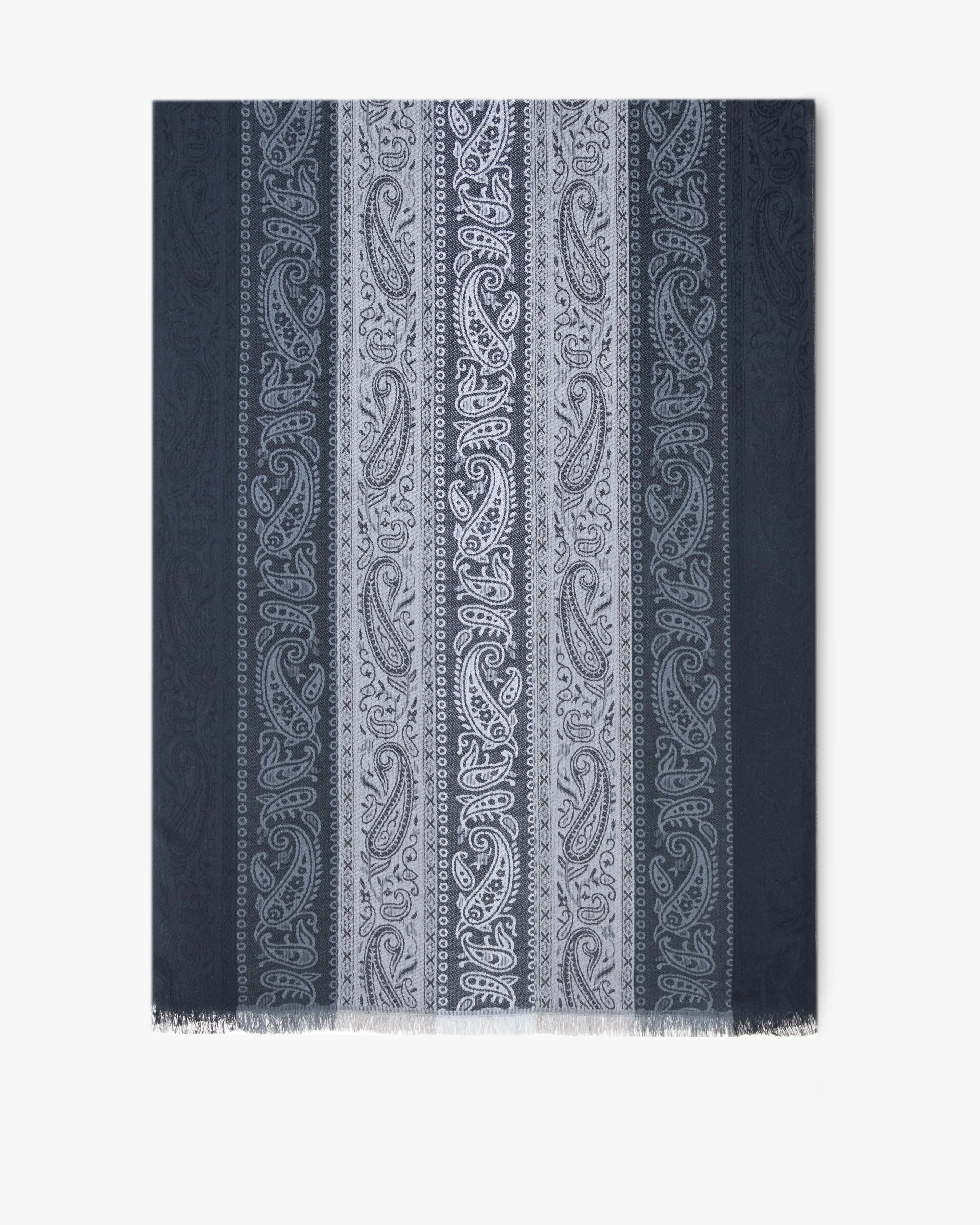 Gradient Striped Paisley Jacquard Scarf Shawl – Elegant Soft Woven Wrap with Classic Border Design