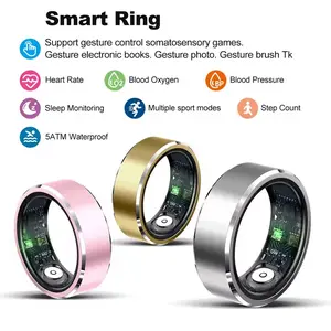 Smart Ring Gesture Control Function 5ATM Waterproof Heart Rate Blood Pressure Oxygen Sleep Monitoring Sports Fitness