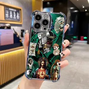 St. Jude Pattern Shockproof Phone Case For iPhone 17/16/15/14/13 Pro Max Plus Electroplating luxury transparent four corner anti drop and shockproof phone case 298