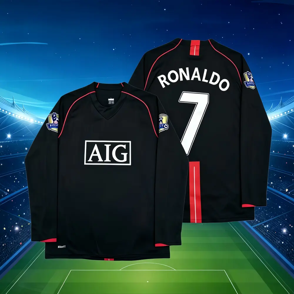 C7 Ronaldo 07 08 Manchester Away Retro Black Long/Short C7 Ronaldo 07 08 Manchester Away Retro Black Long/Short
