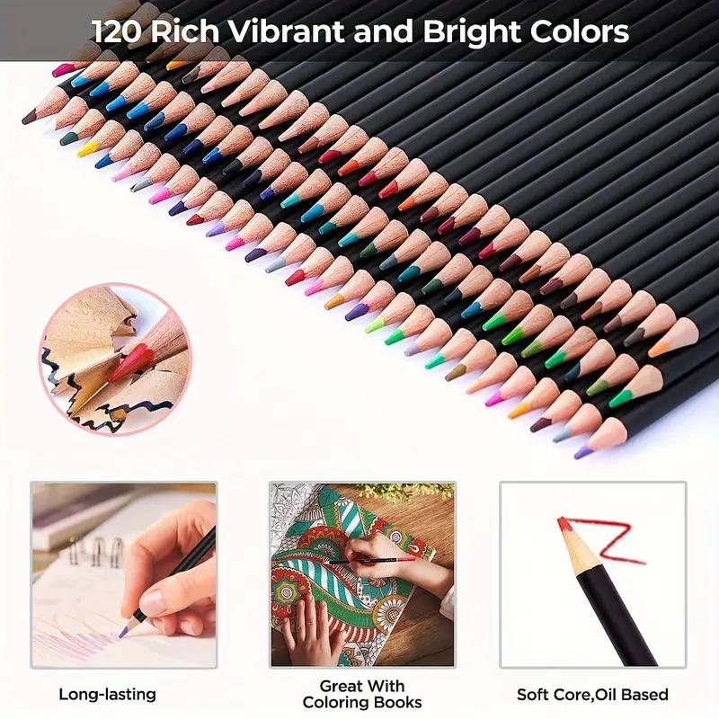 120 Colored Pencils Kit, Oil-Based Soft Core Art Supplies with Zipper Case, Ideal for Sketching and Shading, Professional Drawing Pencil Set