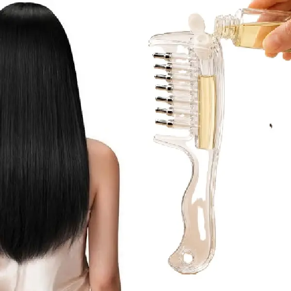 Serum Applicator Comb, Oil Comb for Hair Growth Care, 6 Roller Ball Tips, Translucent Pc Body, Visible Liquid Level, Home Grooming, Salon Sectioning, Travel Routines