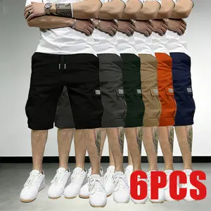 Men’s 6-Pack Cargo Shorts, Summer Trendy Casual Shorts, Multi-Pocket Design, Durable Fabric, Anti-Pilling, Wear-Resistant, Tear-Resistant, Comfortable and Breathable, Stylish and Versatile, Suitable for Outdoor Leisure