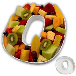 Hard Plastic Reusable Fillable Letters Numbers Serving Trays for Party Decoration (O, White)