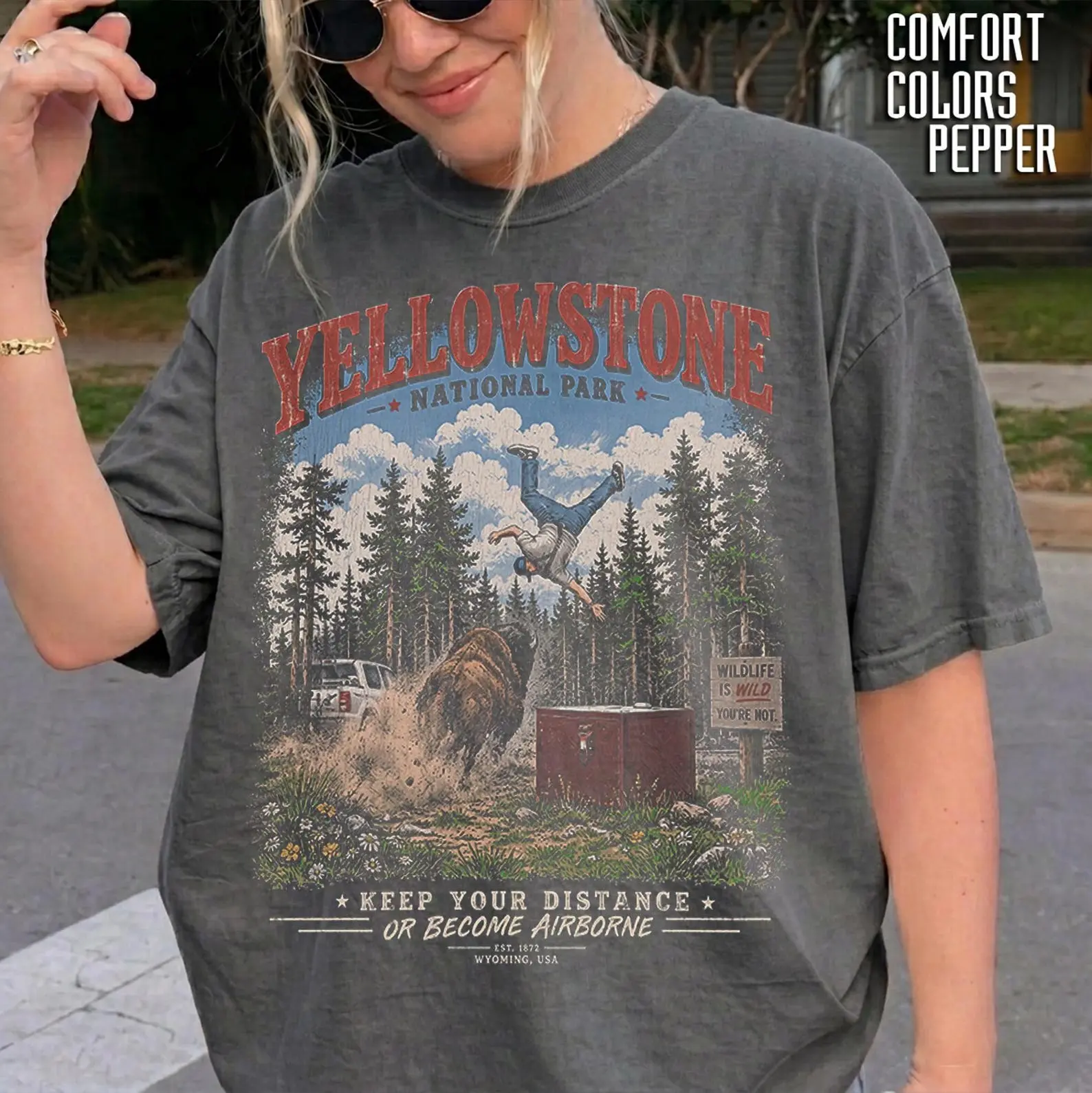 Yellowstone Do Not Pet The Fluffy Cows Comfort Colors Shirt, Funny Bison Meme Tee, National Park Graphic, Humorous Wildlife Apparel