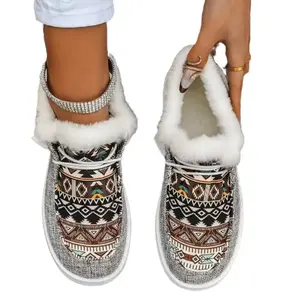 Lace Up Low Top Colorblock EthnicPattern Designer Sneakers, Women'sWalking Shoes , Casual Shoes forWinter, Female All-match Round ToeCasual Shoes for Daily Wear, BirthdayGifts Footwear Girl Runner Footwear Girl Running Training Closed