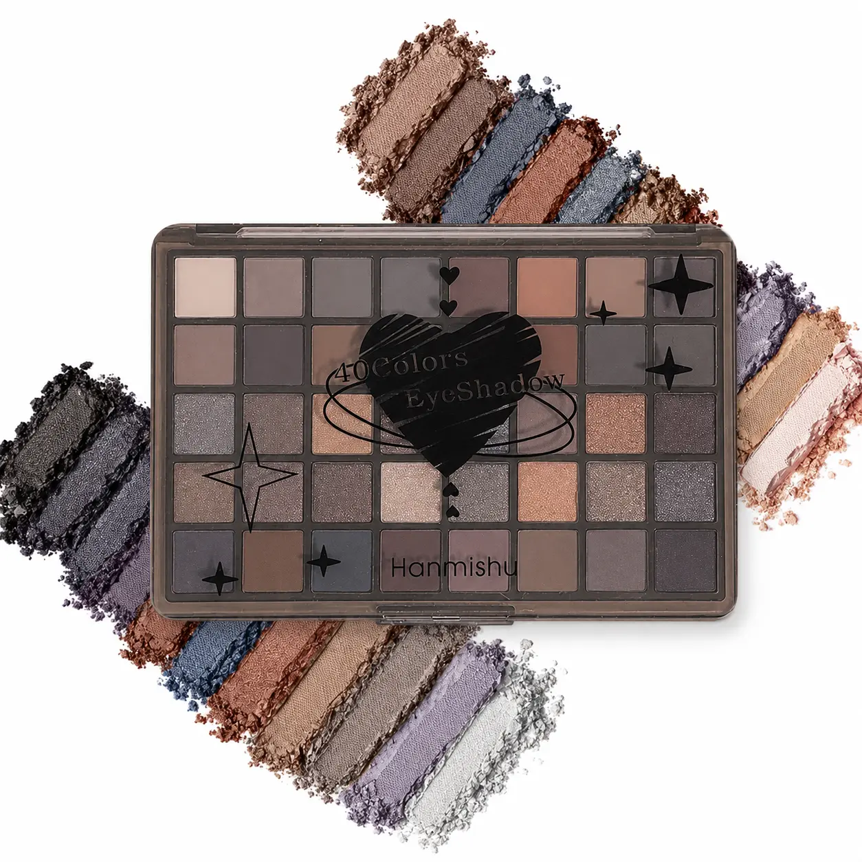 40-Color Smoky Eyeshadow Palette, Matte & Shimmer Metallic Blendable Pigmented Eye Makeup, Long-Lasting Waterproof Dark-Tone Tray for Party, Gothic Looks