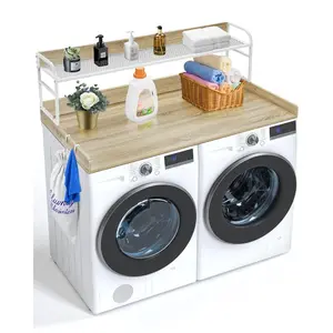 VEVOR Washer Dryer Countertop, 54x 27 Wooden Washer and Dryer Countertop, Water-Resistant Laundry Machine Topper Cover with Anti-Slip Pads, for Laundry Room Organization and Storage, Black