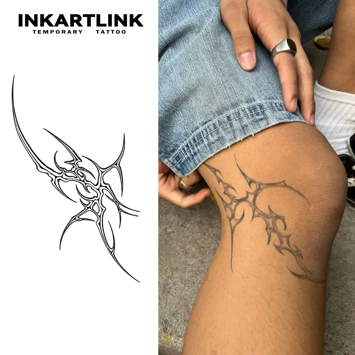INKARTLINK Magic Tattoo 2 Sheets Waterproof Semi-permanent Long-lasting Temporary Simple Fake Tattoo Sticker Flying Blade Juice Party Art Tattoo Us Seller Fast Shipping