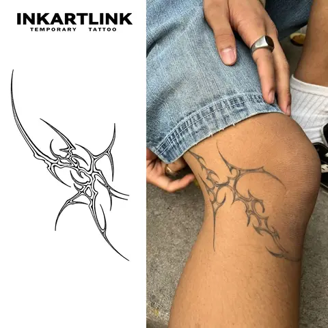 INKARTLINK Magic Sticker Temporary Tattoos - 2 Sheets Waterproof Semi-Permanent Long-Lasting Unisex Fake Tattoo Sleeve, Flying Blade Juice Party Design, Casual, All Skin Types, US Seller Fast Shipping, Single Item