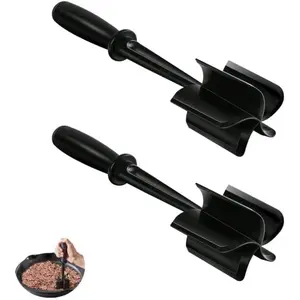 2 Pack Meat Chopper for Hamburger, Premium Heat Resistant Masher and Smasher for Ground Beef, Ground Turkey and More, Meat Fork,Heat Resistant Hamburger Meat Chopper, Nylon 5 Curved Blades Ground Beef Smasher, Non-Stick (Black) black durable meat