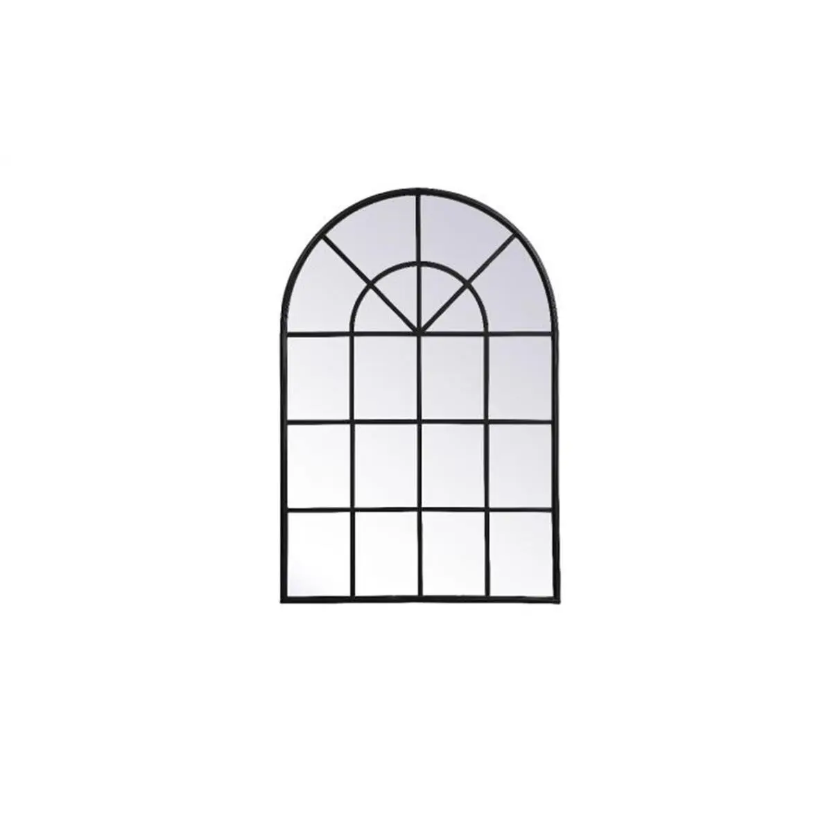 Elegant Decor MR613248BK Rectangle Wall Hanging Metal Windowpane Mirror, Black, 32x47 in, Glass Surface, MDF Backing, Ring Mounting Hardware