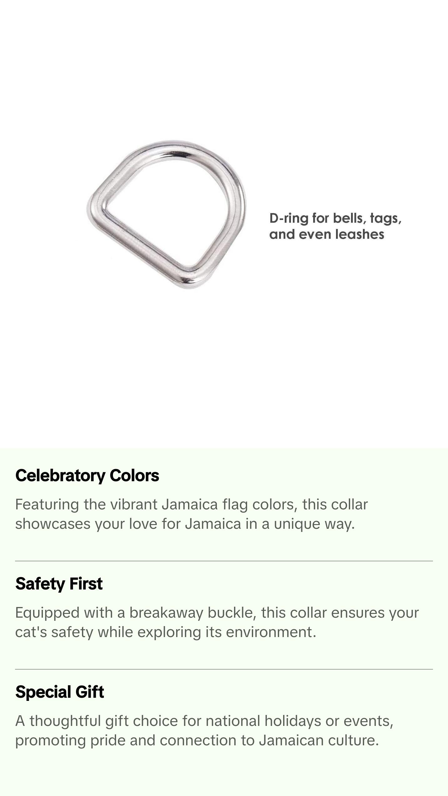 Cat Collar with Jamaica Flag | Great For National Holidays, Festivals, Parades, Sporting Events, Pride Events