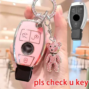 Mercedes-Benz Car Keychain Cover, Water Drill Bear Keyring, Car Key Accessory, Fits Mercedes Benz A, C, E, S, G, Cla, Cls, Gla, Glb, Glc, Gle, Gls